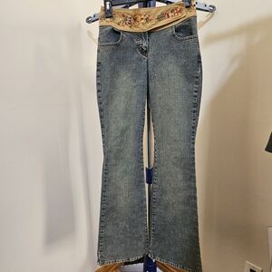 Y2K Flared embroidered low waist jeans